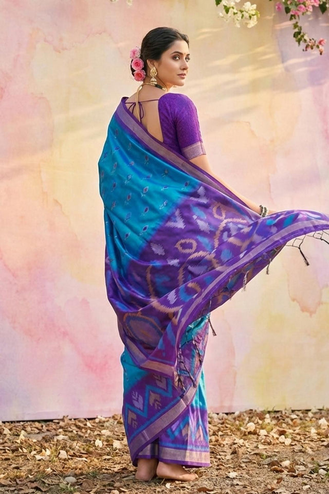 Blue Woven Silk Saree (ACA5833)