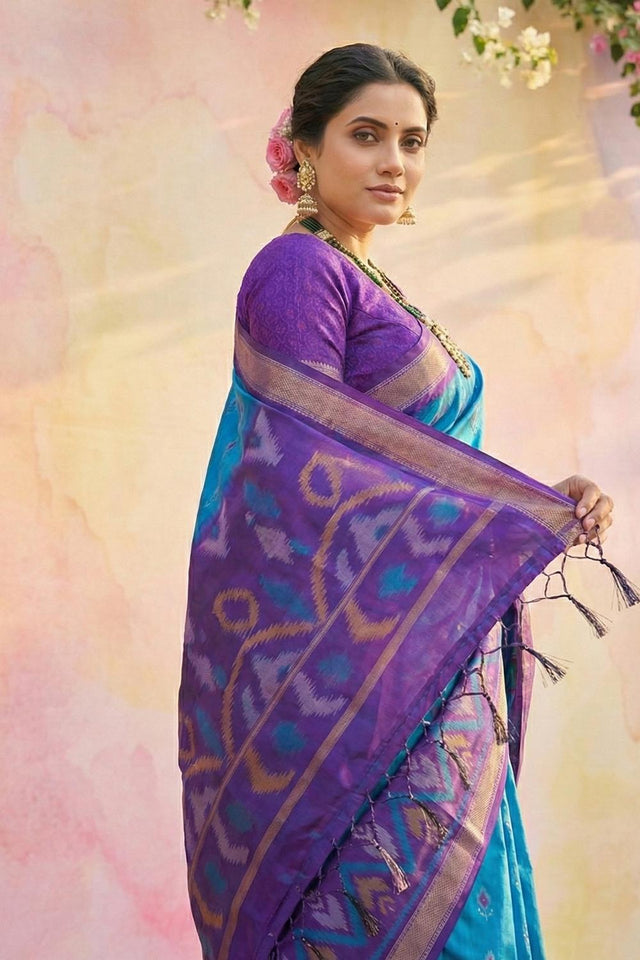 Blue Woven Silk Saree (ACA5833)