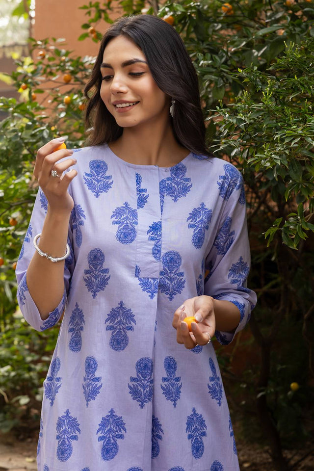 Blue Printed Cotton Co-Ord Set (ACA6015)