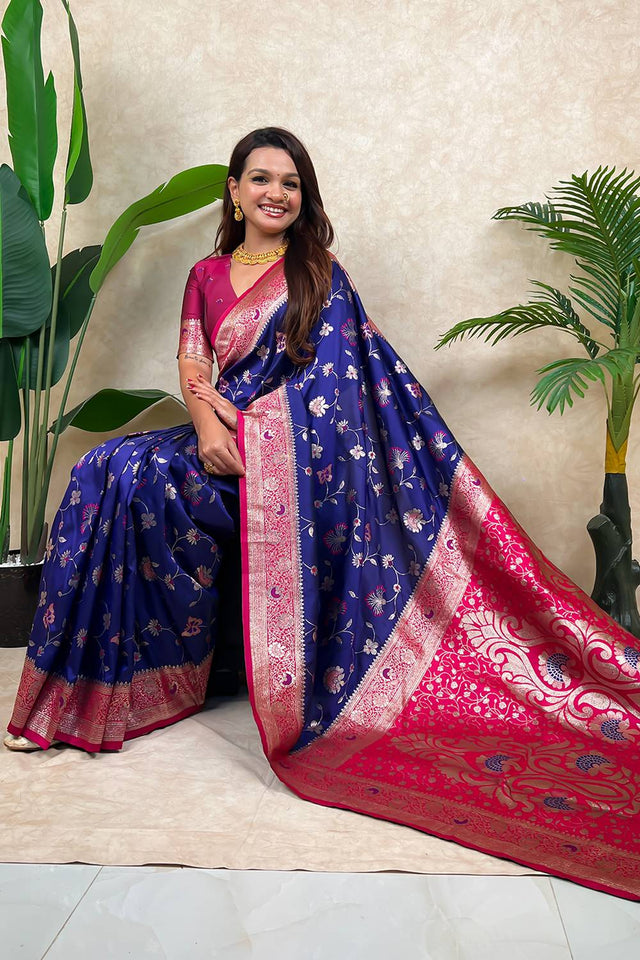 Violet Woven Banarasi Silk Saree (ACA6210)