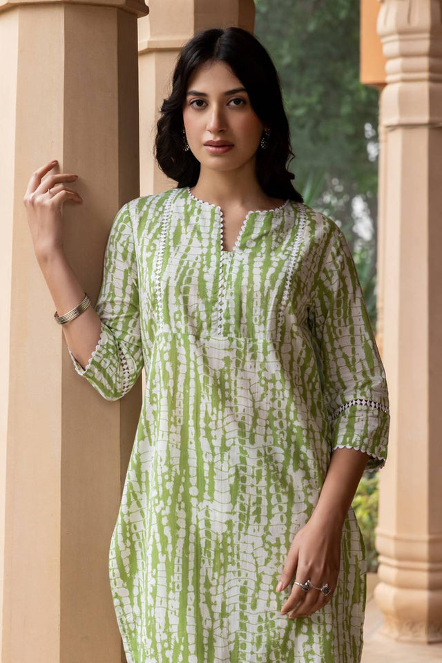 Green Printed Cotton Co-Ord Set (ACA6213)