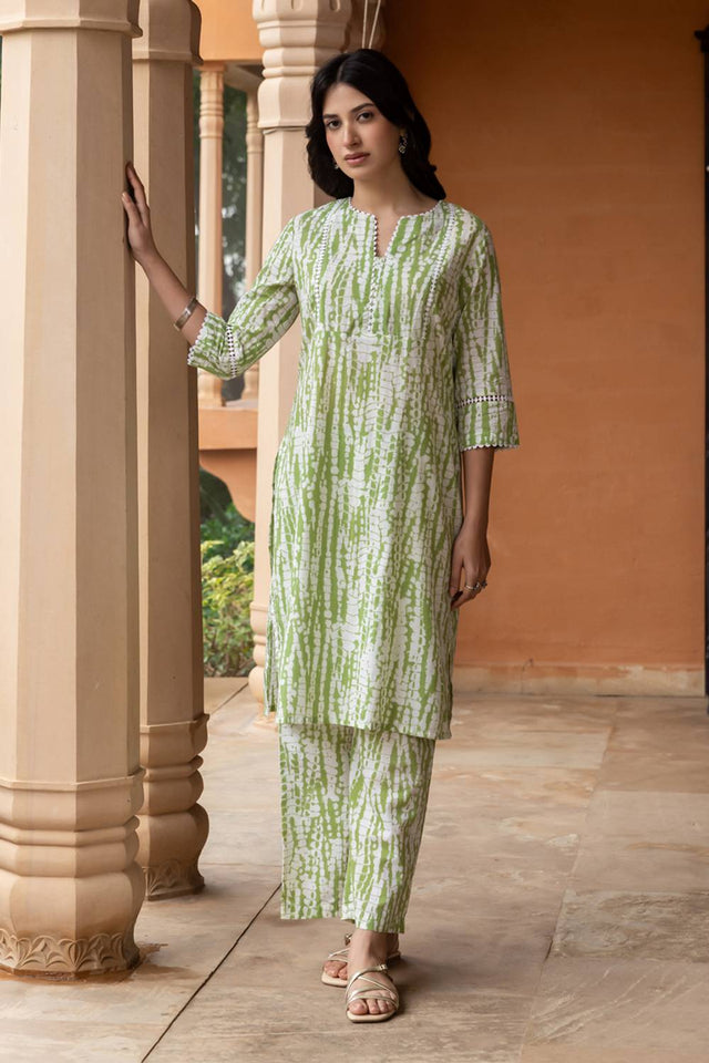 Green Printed Cotton Co-Ord Set (ACA6213)