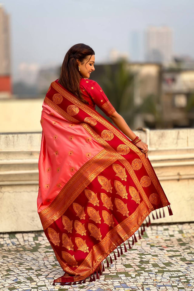 Orange Woven Silk Saree