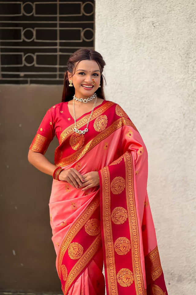 Orange Woven Silk Saree