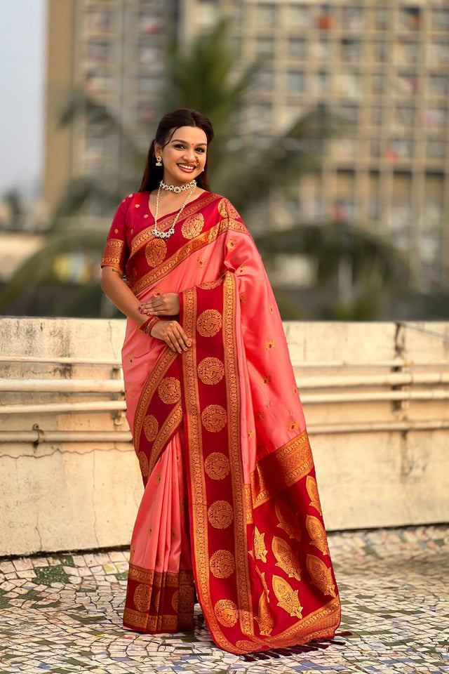 Orange Woven Silk Saree