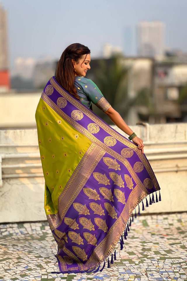 Mehendi Woven Silk Saree