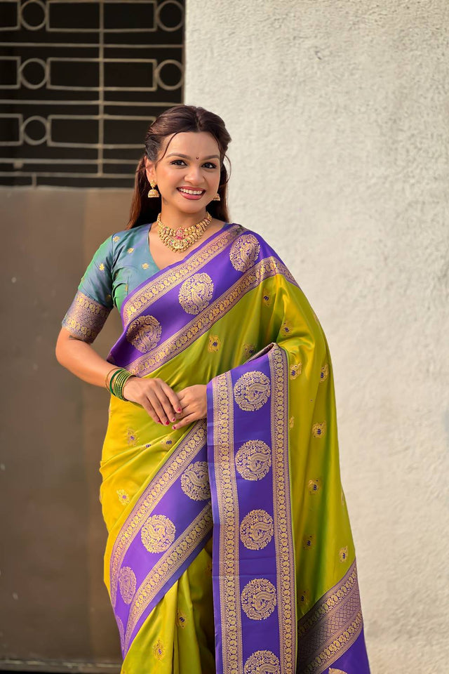 Mehendi Woven Silk Saree