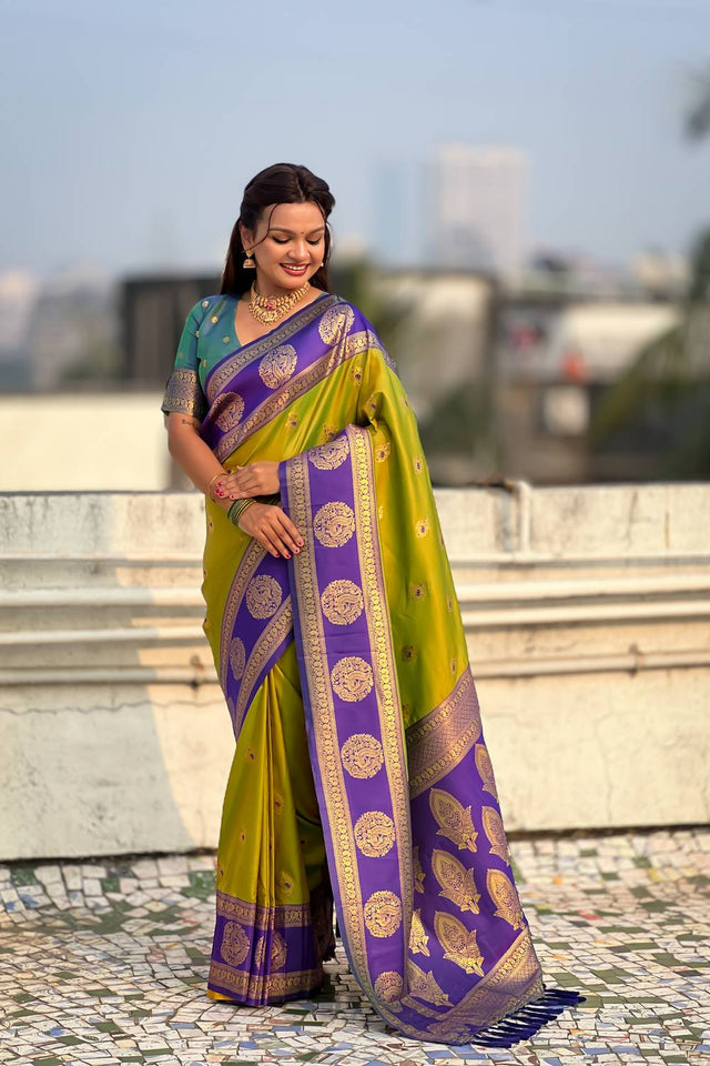Mehendi Woven Silk Saree