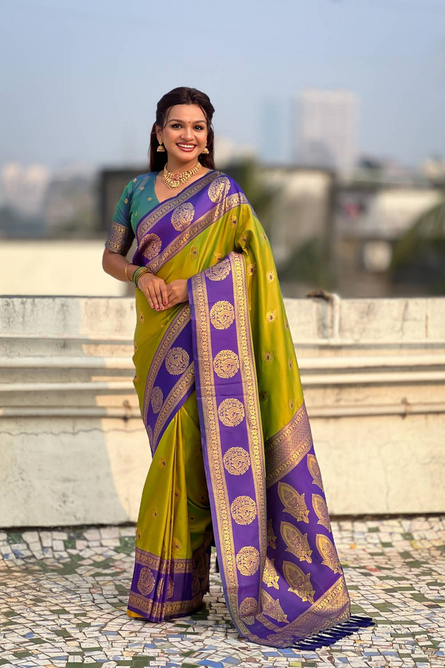 Mehendi Woven Silk Saree