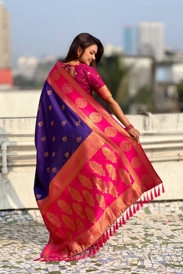 Violet Woven Silk Saree