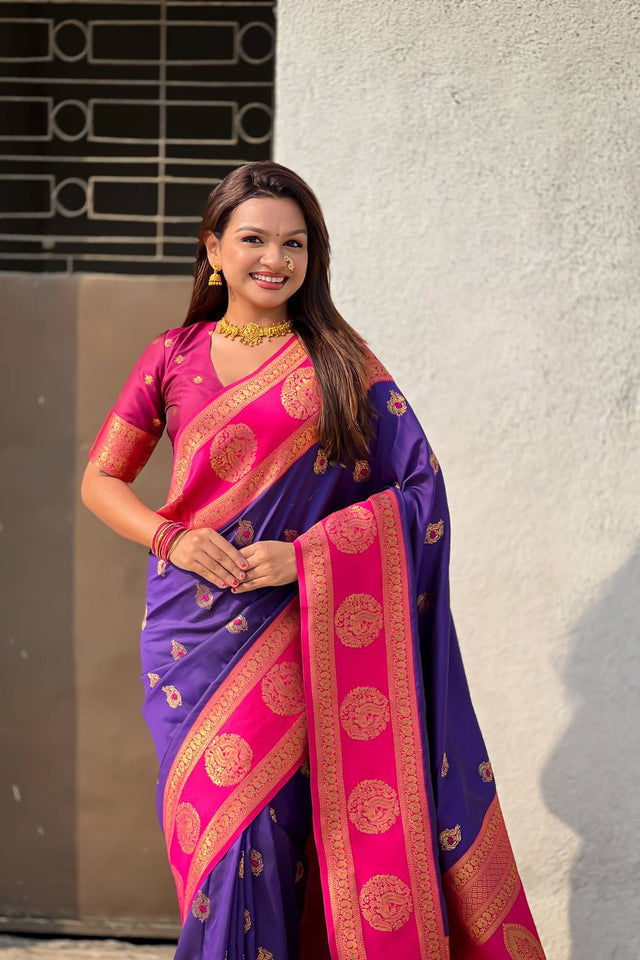 Violet Woven Silk Saree