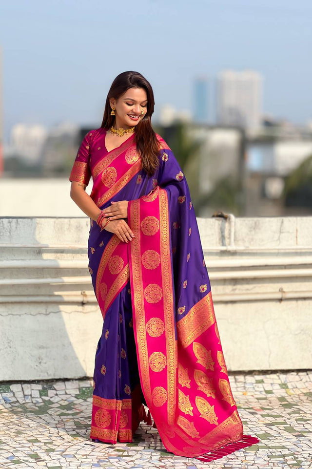 Violet Woven Silk Saree