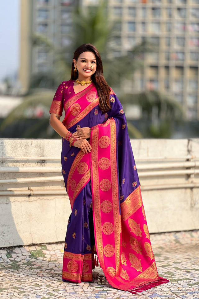Violet Woven Silk Saree