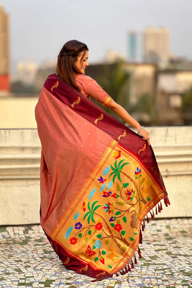 Orange Woven Silk Saree (ACA6371)