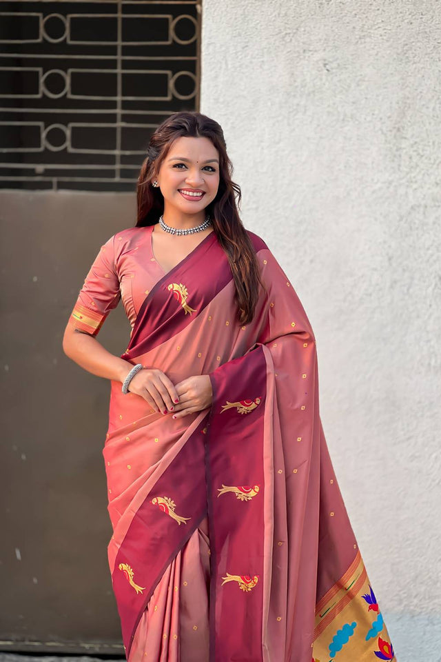 Orange Woven Silk Saree (ACA6371)