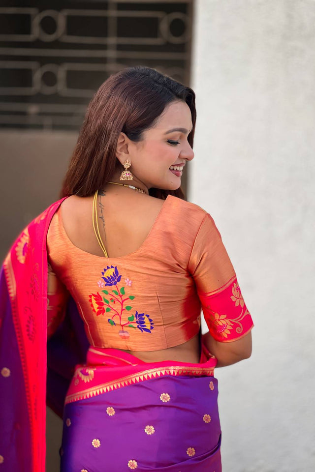 Purple Woven Soft Silk Saree (ACA6413)