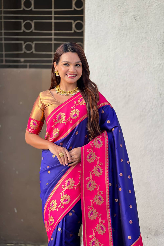 Violet Woven Soft Silk Saree (ACA6415)