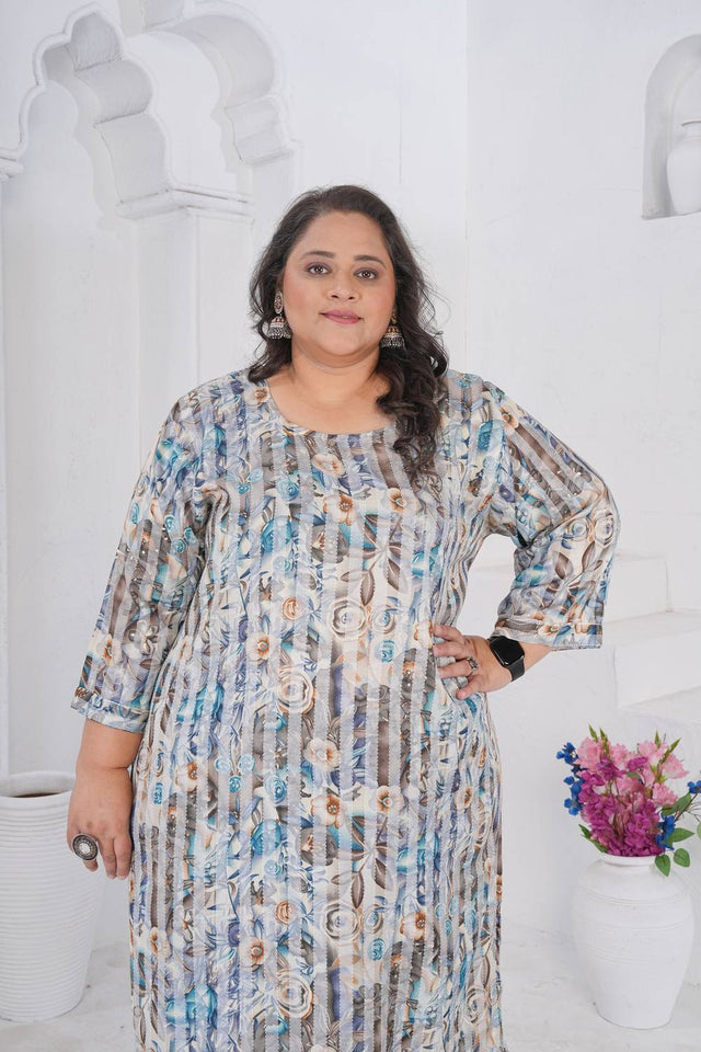 Multi Color Floral Printed Rayon Long Kurtis (ACA6416)