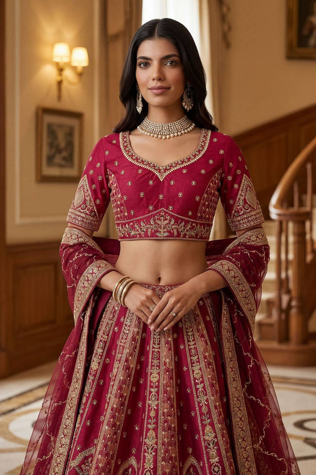 Pink Sequin with Embroidered Silk Lehenga (ACA6438)