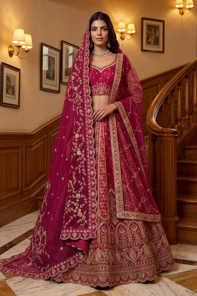 Pink Sequin with Embroidered Silk Lehenga (ACA6438)