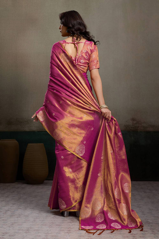 Magenta Woven Tissue Saree (ACA6686)