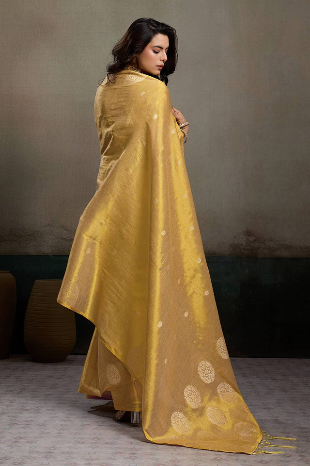Beige Woven Tissue Saree (ACA6687)