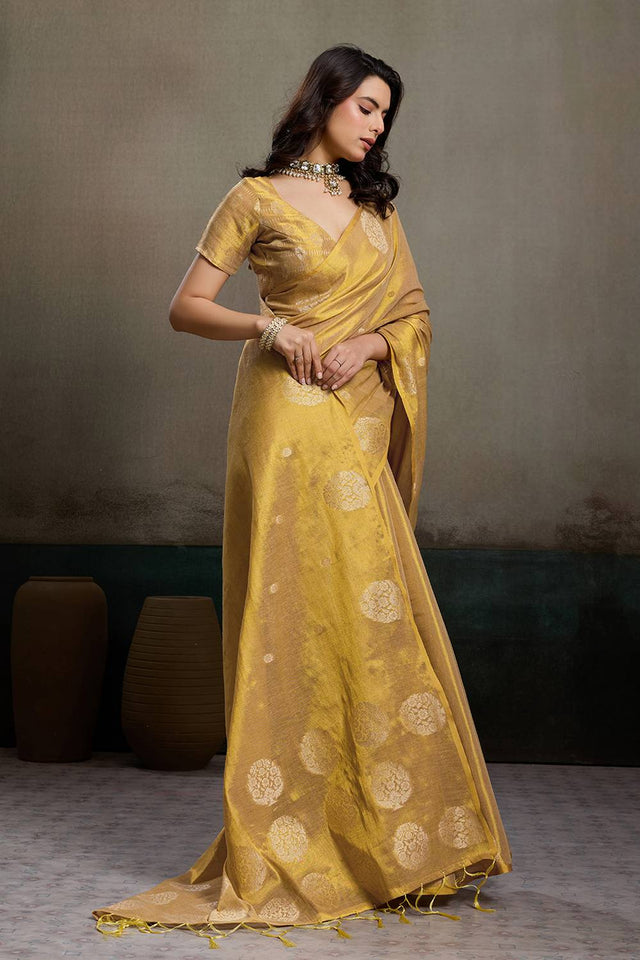 Beige Woven Tissue Saree (ACA6687)