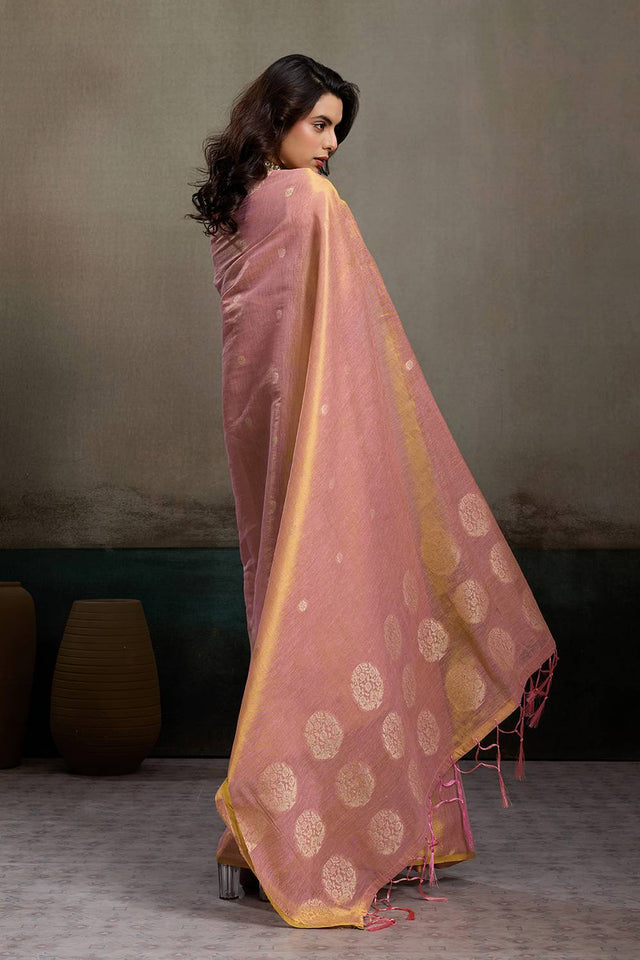 Pink Woven Tissue Saree (ACA6689)