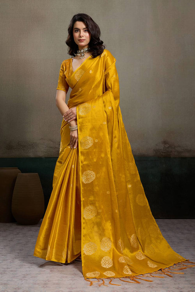 Mustard Woven Tissue Saree (ACA6691)