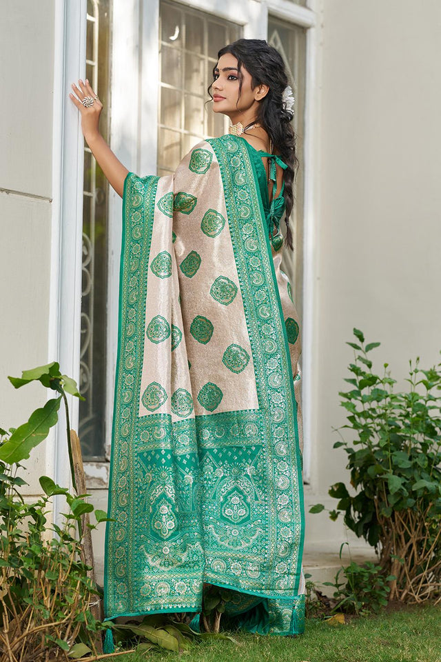 Sea Green Woven Silk Blend Saree (ACA6723)