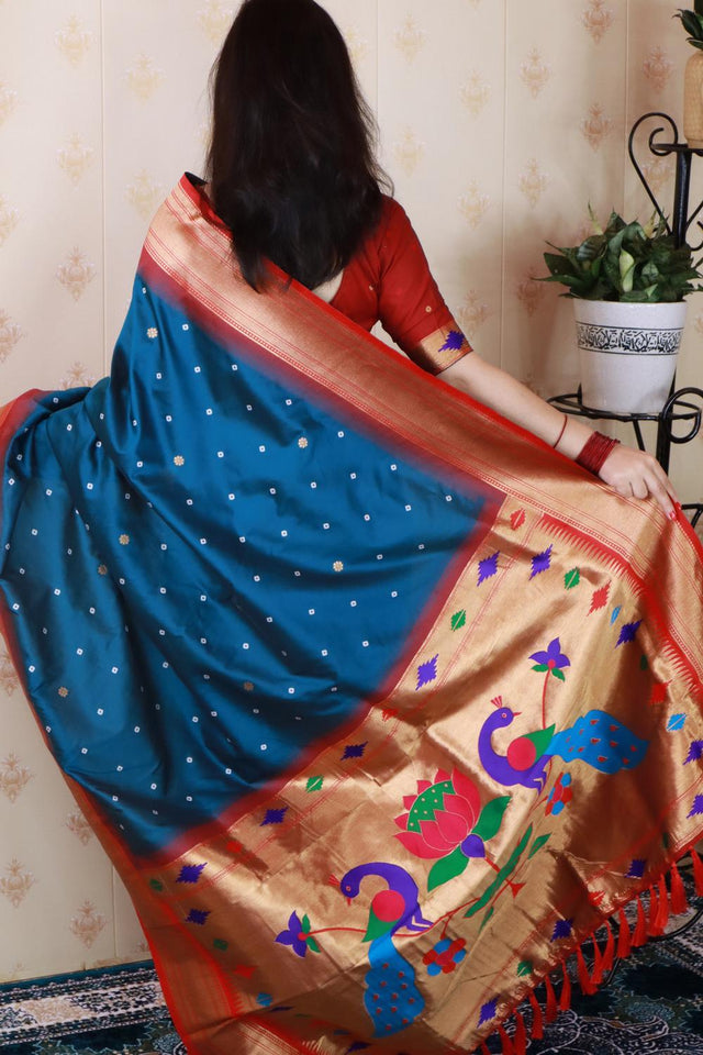 Blue Woven Soft Silk Saree (ACA6746)