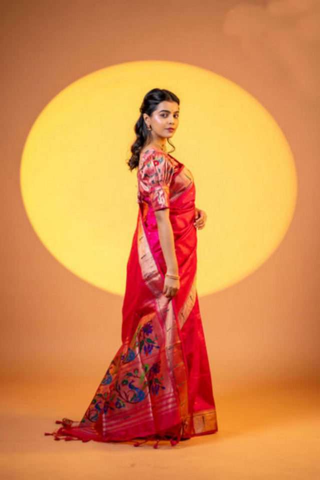 Pink Woven Silk Saree (ACA6859)