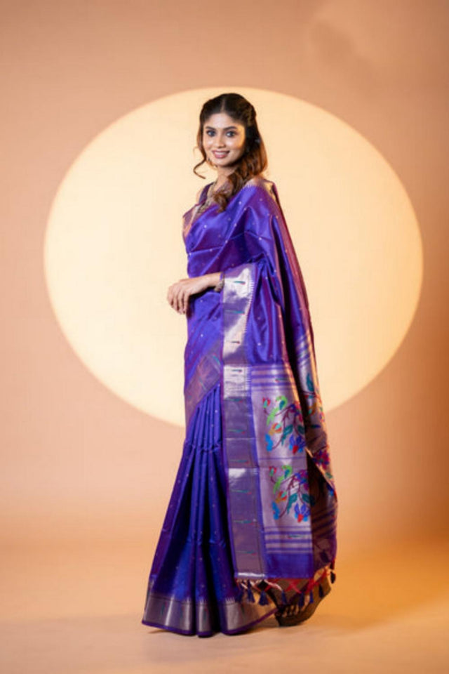 Blue Woven Silk Saree (ACA6861)