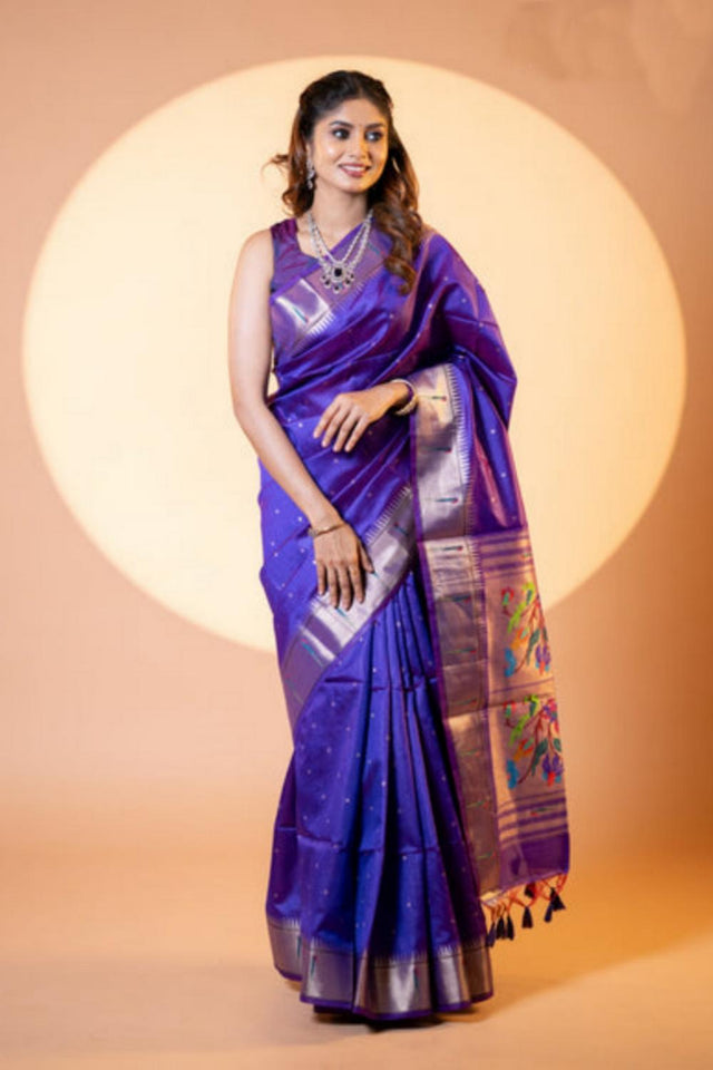 Blue Woven Silk Saree (ACA6861)