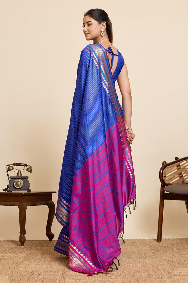 Blue Woven Silk Saree (ACA6875)