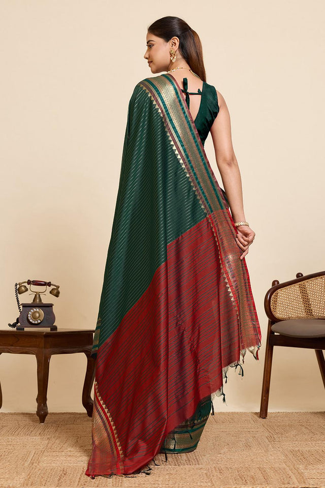 Green Woven Silk Saree (ACA6878)