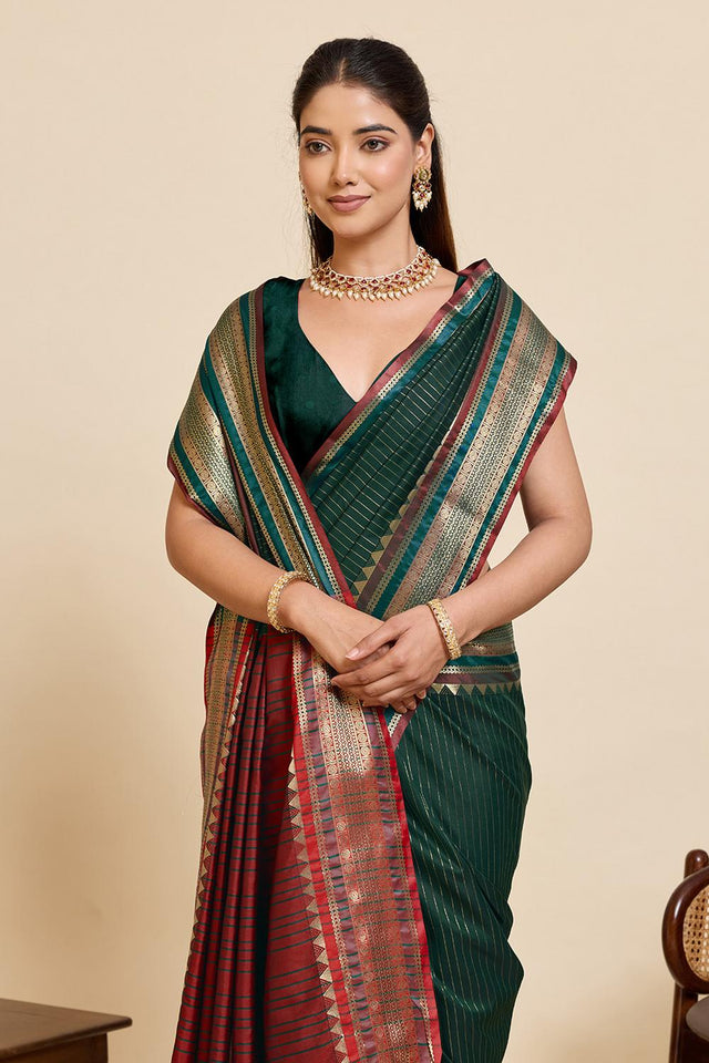 Green Woven Silk Saree (ACA6878)