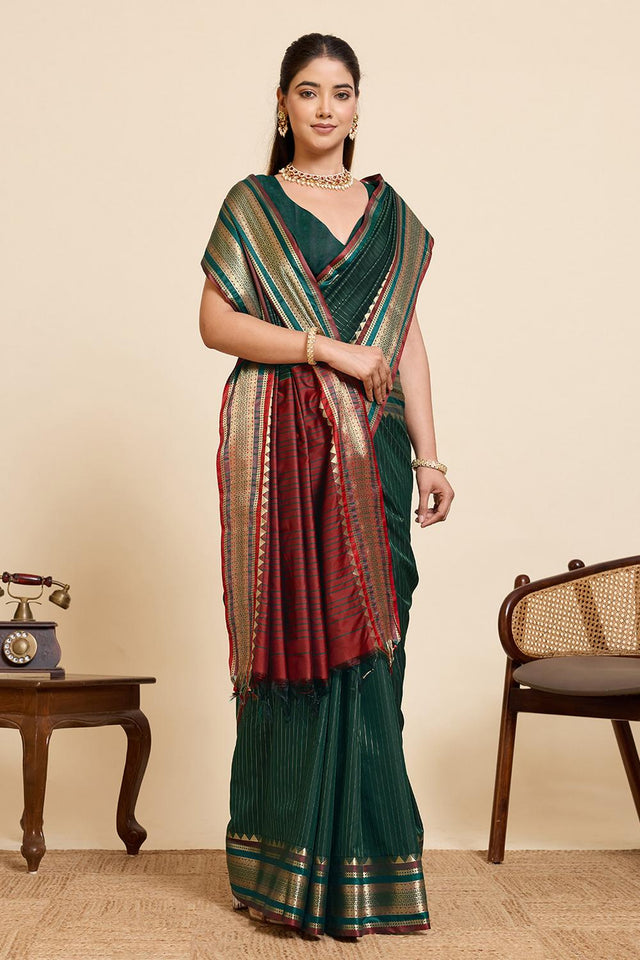 Green Woven Silk Saree (ACA6878)