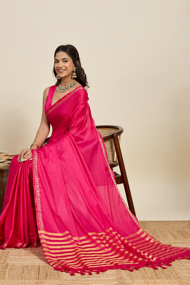 Pink Woven Soft Silk Saree (ACA6882)