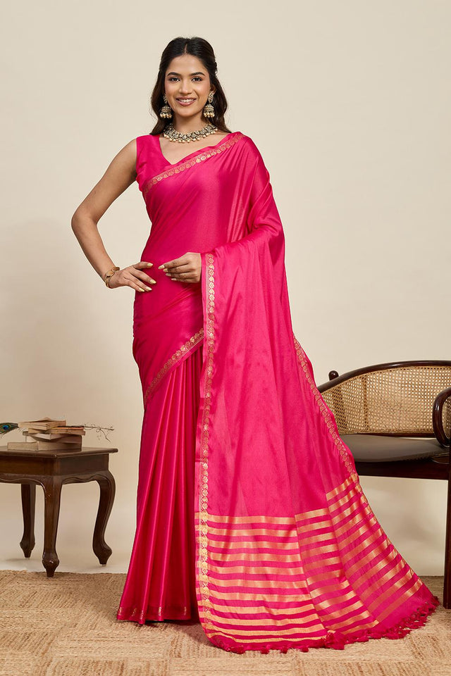 Pink Woven Soft Silk Saree (ACA6882)