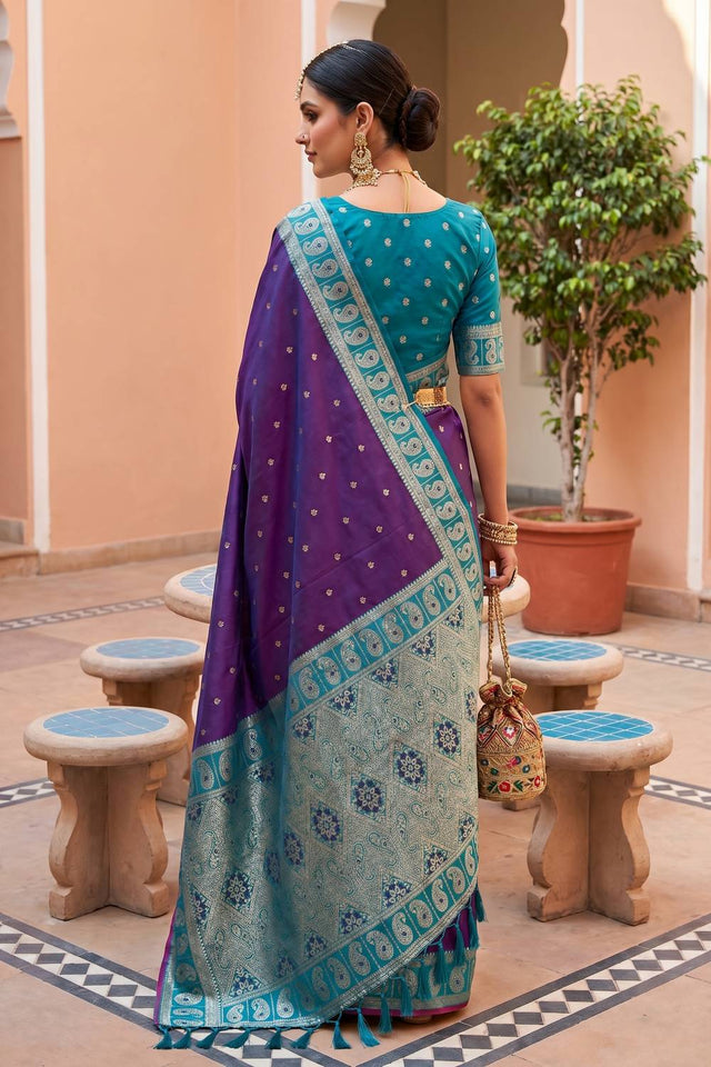 Magenta Woven Silk Saree (ACA6958)