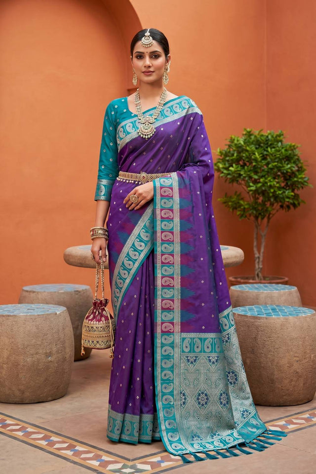 Magenta Woven Silk Saree (ACA6958)