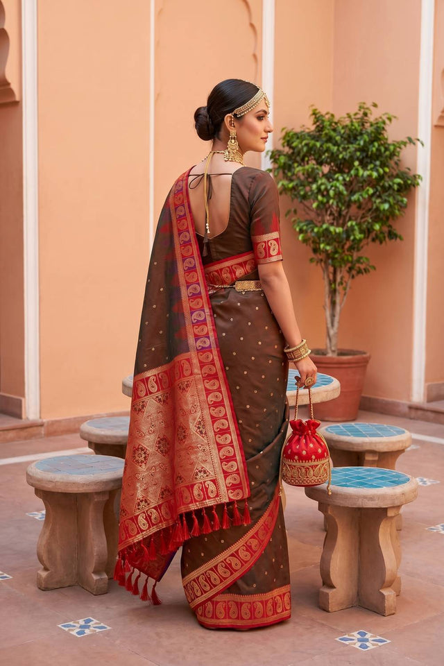 Mehendi Woven Silk Saree (ACA6959)