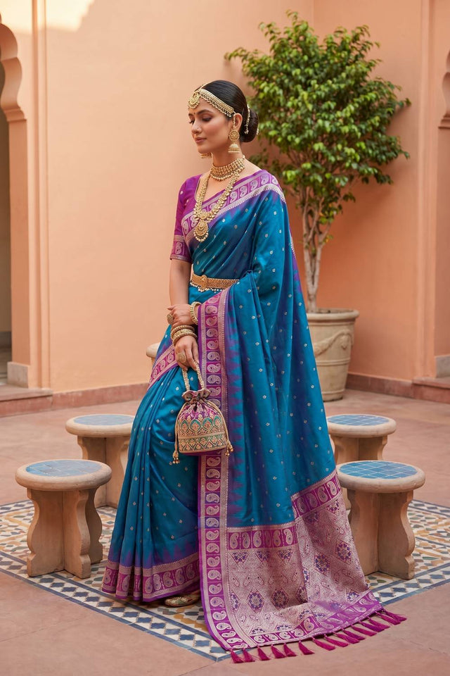 Blue Woven Silk Saree (ACA6962)