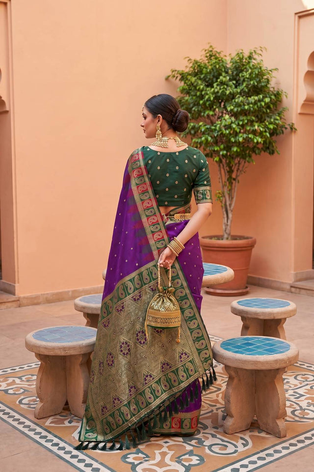 Violet Woven Silk Saree (ACA6963)