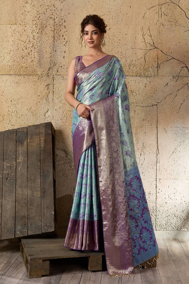 Blue Woven Silk Saree (ACA6983)