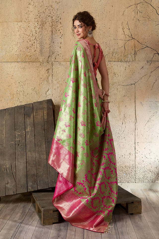 Green Woven Silk Saree (ACA6984)