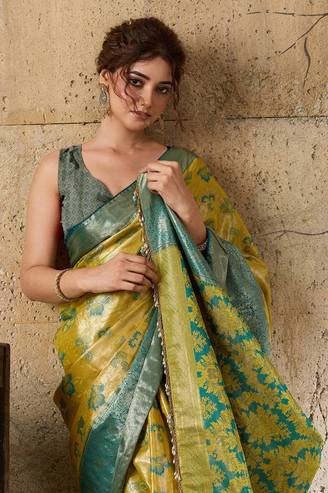 Yellow Woven Silk Saree (ACA6988)