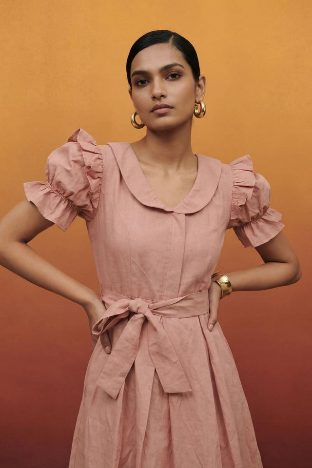 Pink Solid Cotton Dresses (ACA7279)