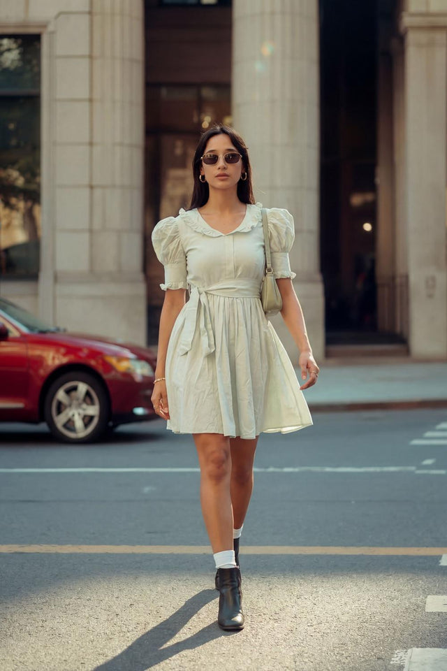 Turquoise Solid Cotton Dresses (ACA7281)